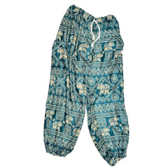 Youth Elephant Print Pants - Green