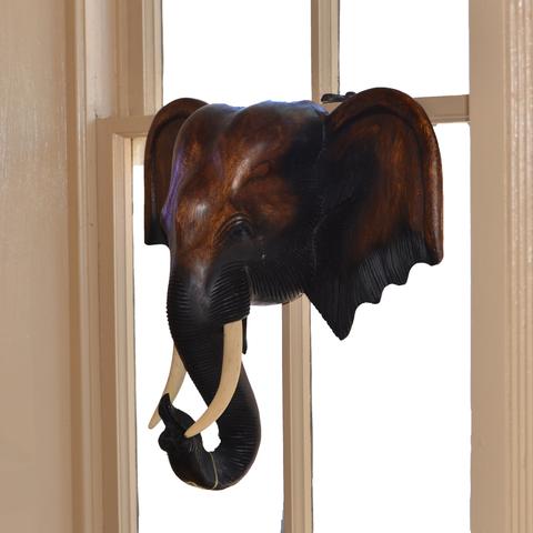 Hand Carved Hanging Elephant Head (20 inch)