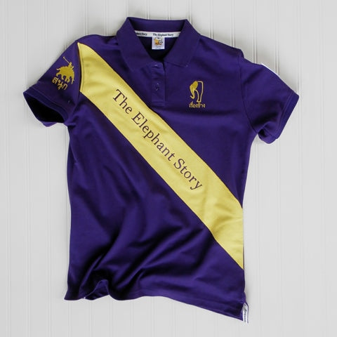 Womens Purple/Yellow Sash Elephant Polo Jersey