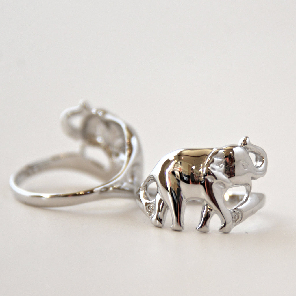 Single Silver Elephant Ring